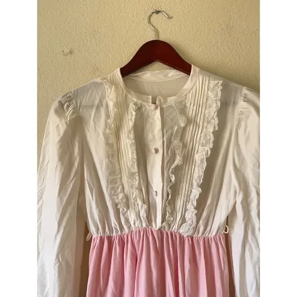 Vintage Victorian style‎ midi long sleeve dress with pink bottom size small - Picture 3 of 6